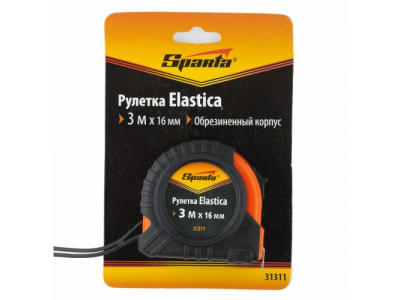 Рулетка Elastica, 3 м х 16 мм, обрезиненный корпус// SPARTA от SPARTA Рулетка Elastica, 3 м х 16 мм, обрезиненный корпус// SPARTA